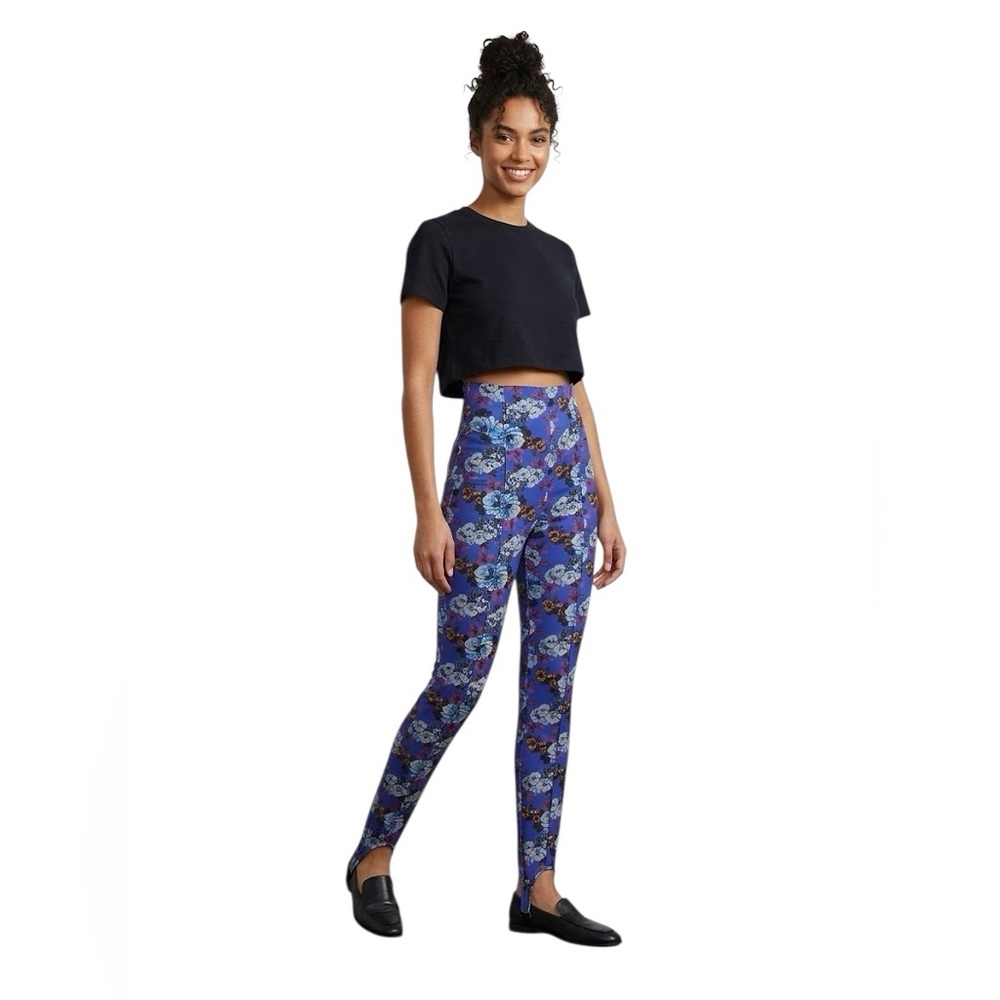 Zara Purple Floral High-Waist Leggings Size 28